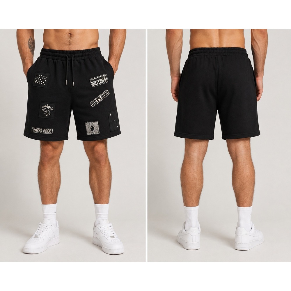 Dirtybird Records Mens Black Graphic Patch Sweat Shorts XL Since 2005 Streetwear